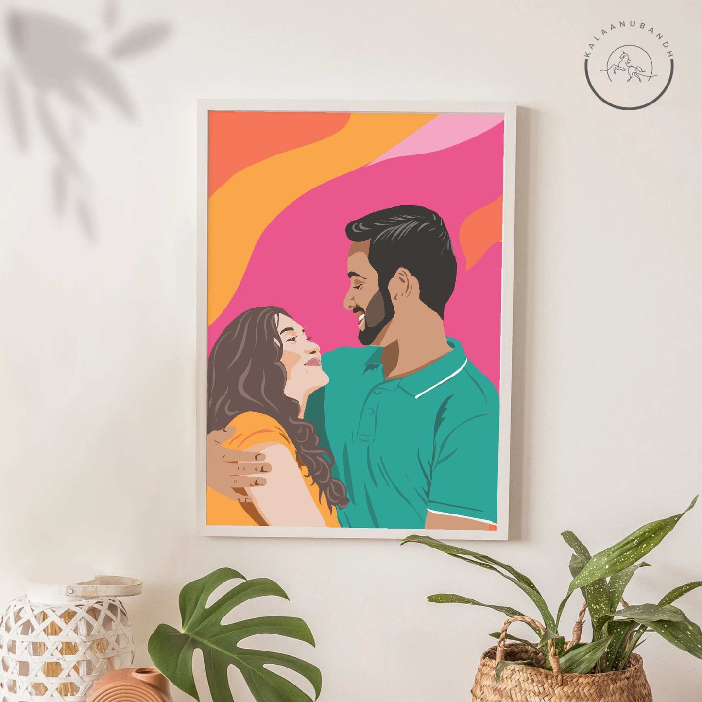 Anniversary Special Gift - Couple Digital Art with Laptop Sticker