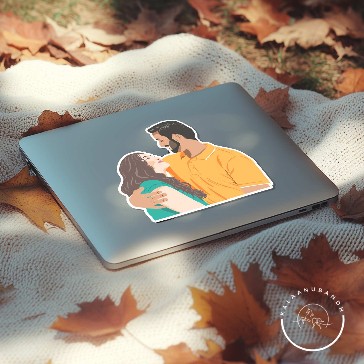 Anniversary Special Gift - Couple Digital Art with Laptop Sticker