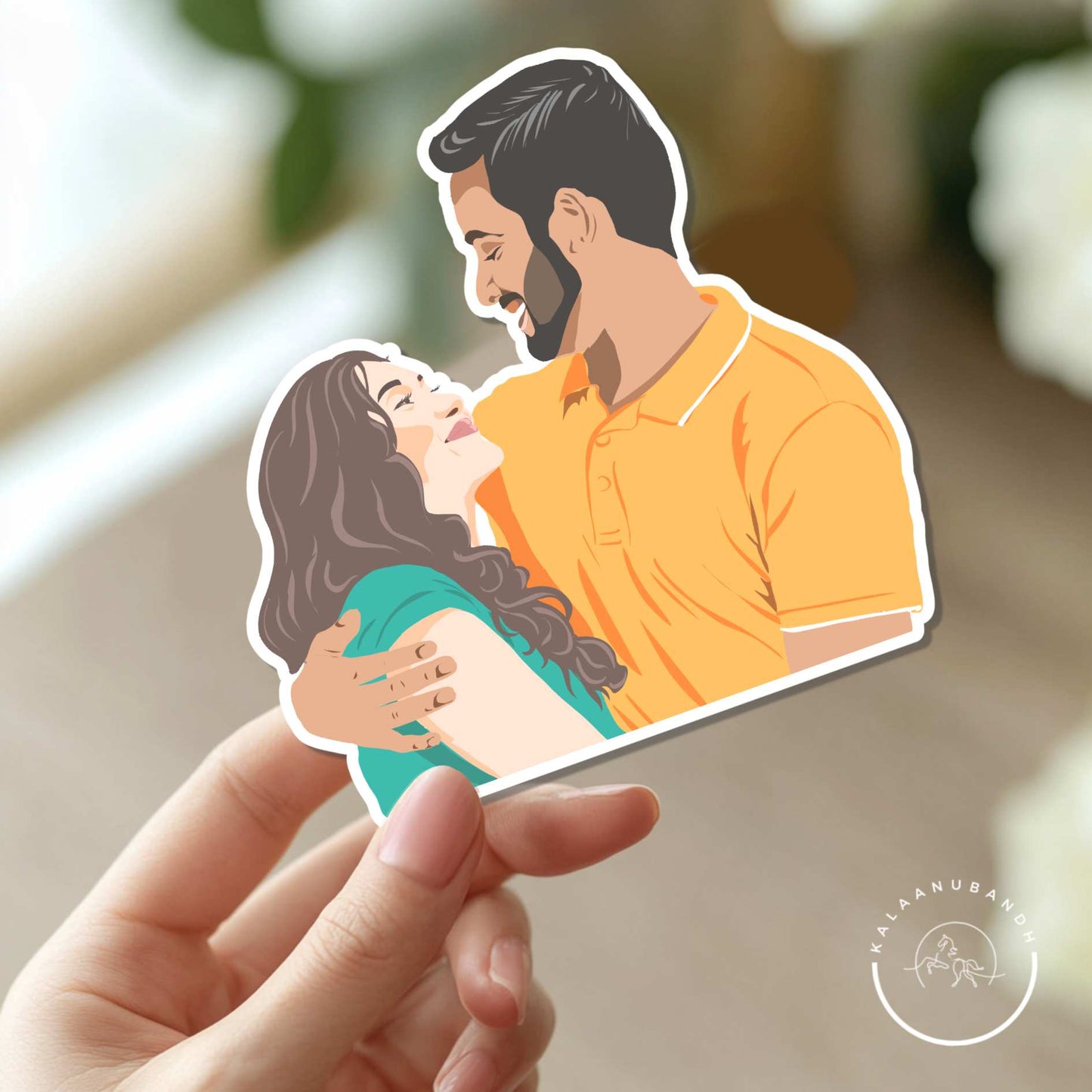 Anniversary Special Gift - Couple Digital Art with Laptop Sticker