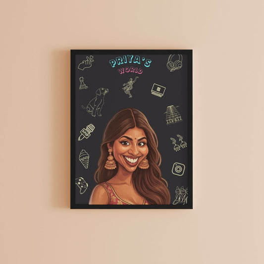 Custom caricature with their favorite life elements