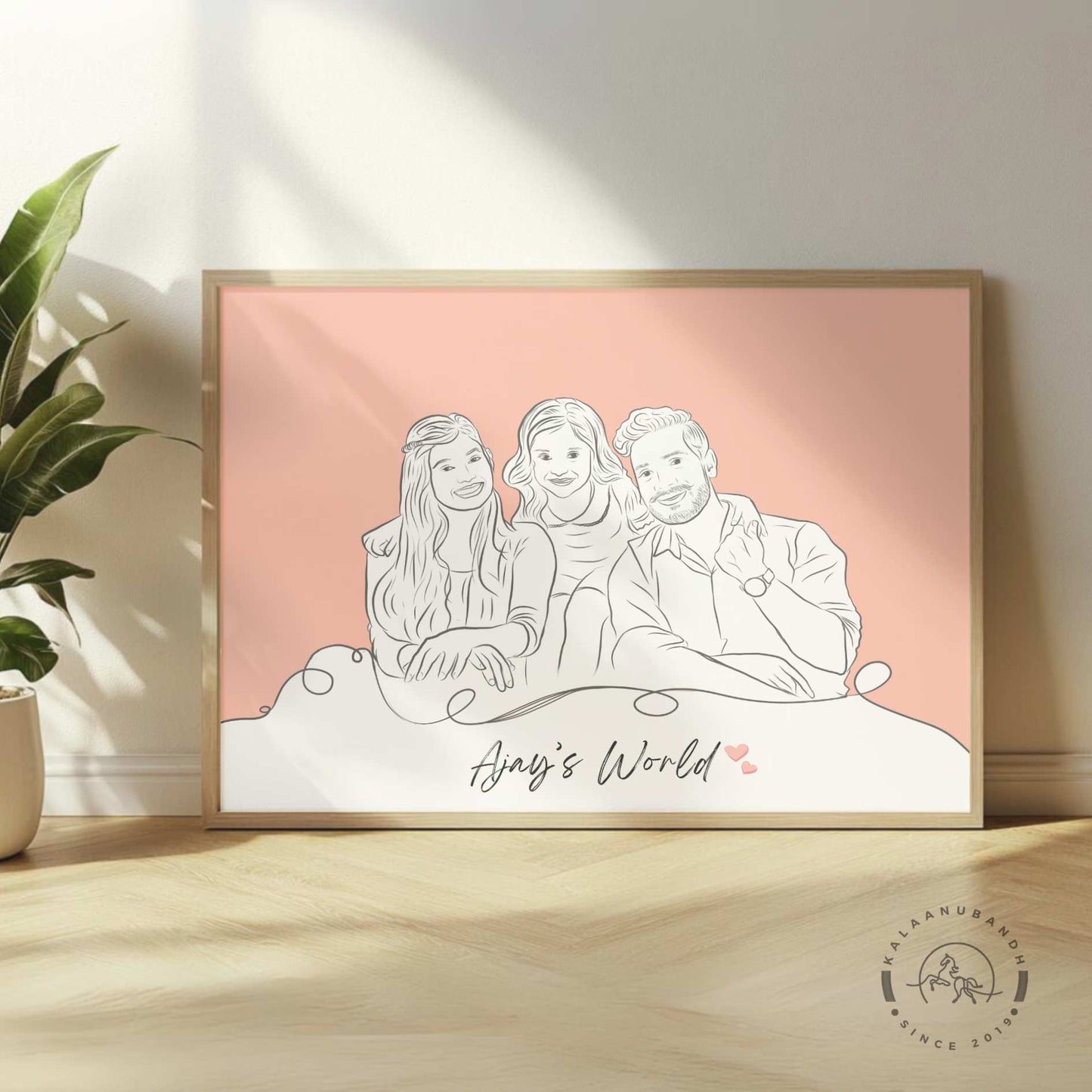 Custom Digital Pencil Line Art - Cherish Family & Pet Moments