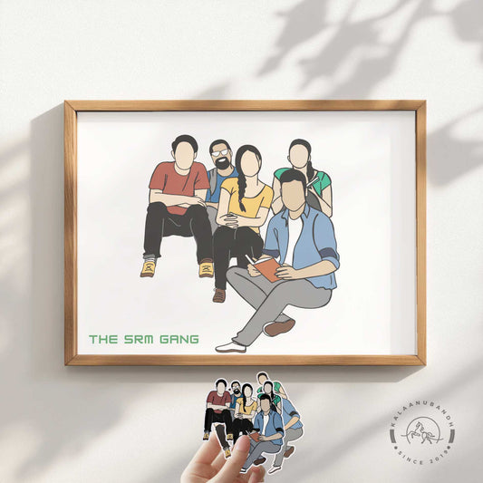Minimalist Faceless Group Digital Art with Laptop Sticker