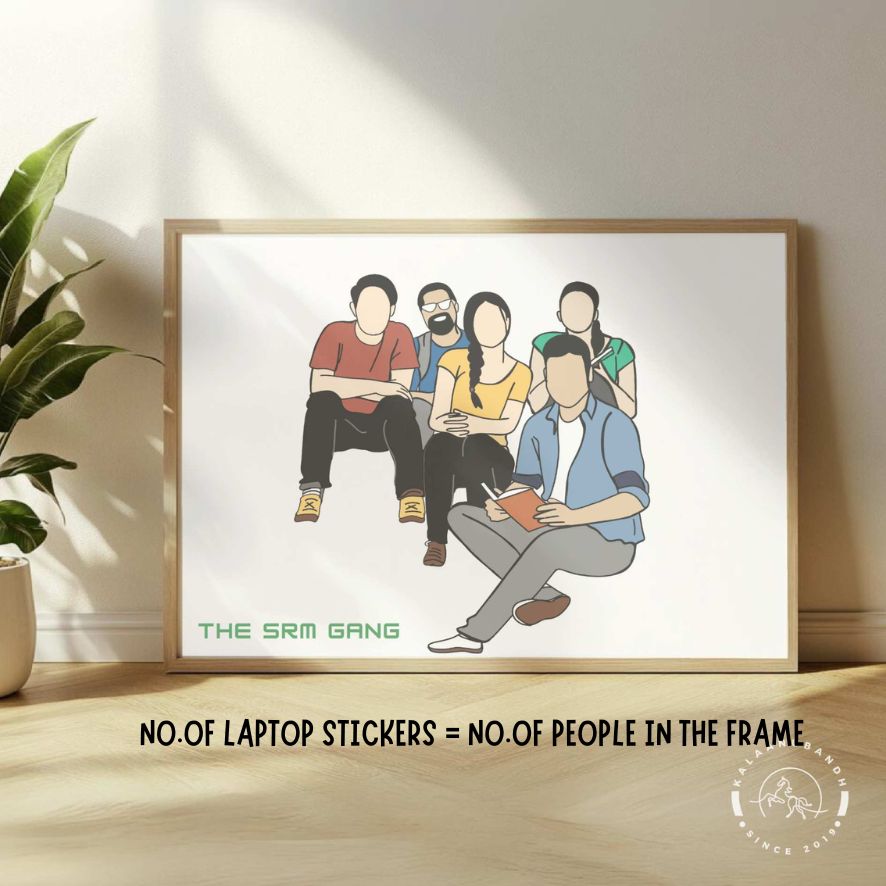 Minimalist Faceless Group Digital Art with Laptop Sticker