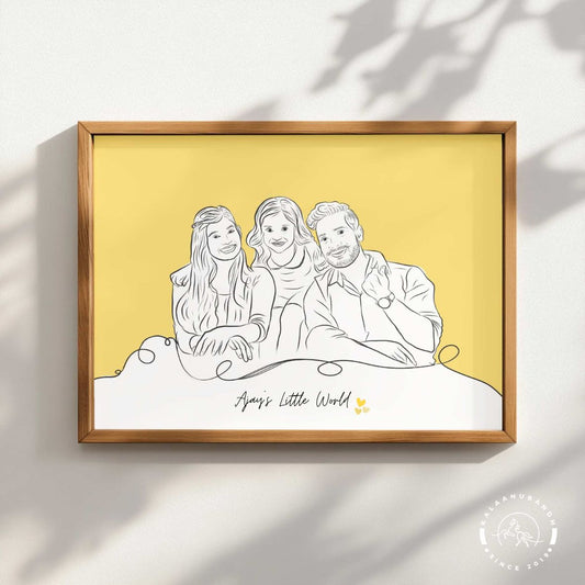Custom Digital Pencil Line Art - Cherish Family & Pet Moments